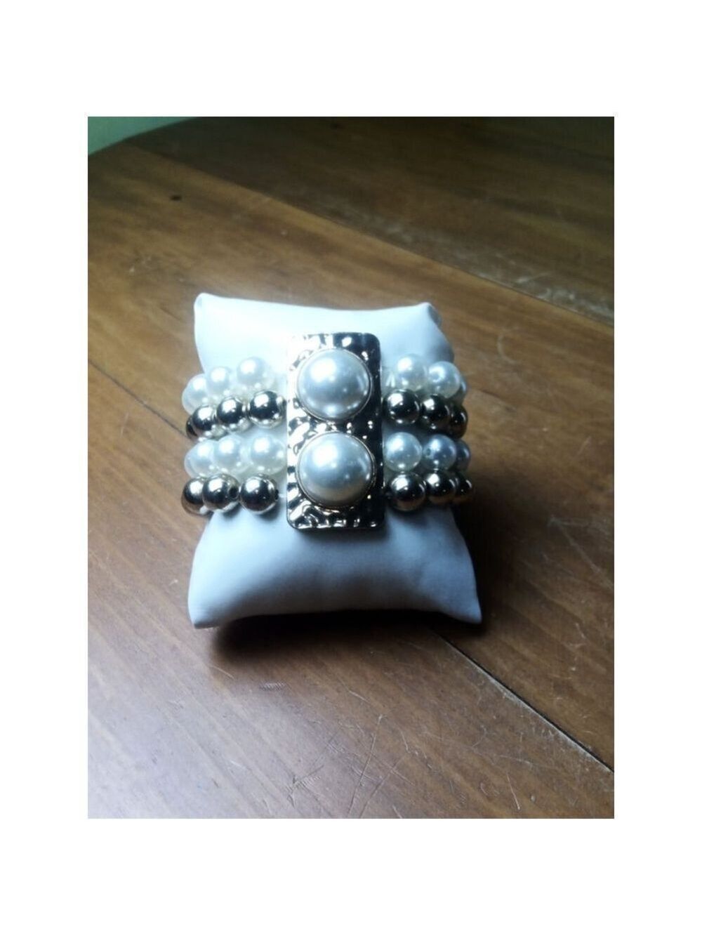 Bracelet White Gold Beads One Size
